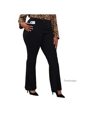 Wrinkle-Free Stretch Pull-On Dress Pants Plus Size Office Comfort